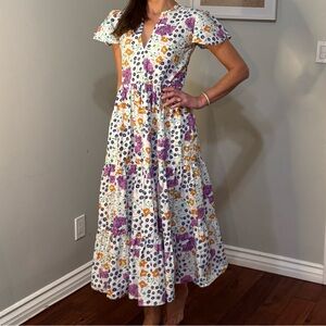 Oliphant Floral Maxi Dress - Purple, Orange, White
